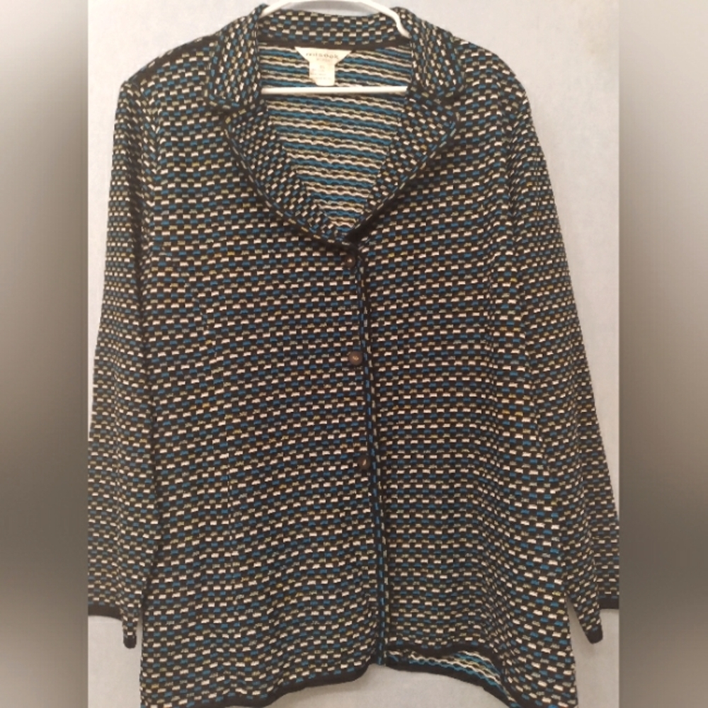 Misook‎ Woman Knit Jacket Open Front Textured Career Casual 2X